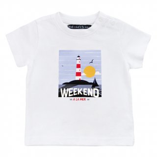 Week-end a la Mer Baby T-Shirt weiß mit Leuchtturm
