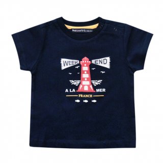 Week-end a la Mer Jungen T-Shirt dunkelblau mit Leuchtturm