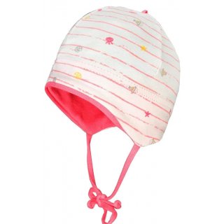 Maximo Baby Mütze, weiß/ pink