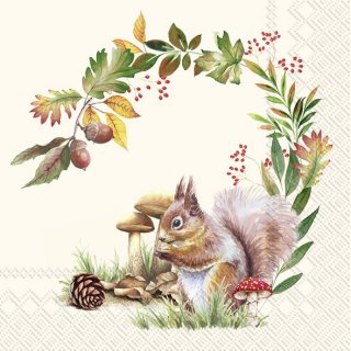 Lunch-Servietten Squirrel in the Forest creme