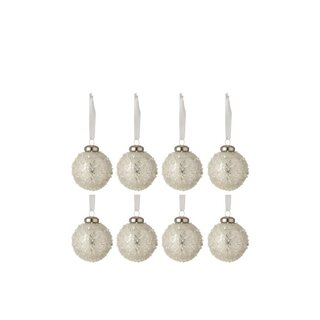 8 Weihnachtsbaumkugeln aus Glas mit Perlen