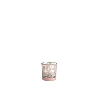 Teelichthalter Modern Glas Rosa/Silber