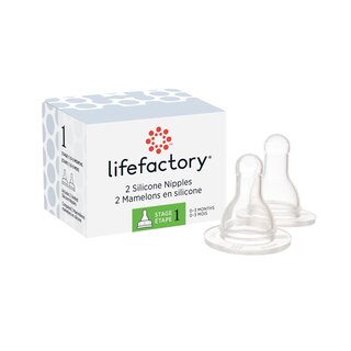 Lifefactory Silikonsauger für Glas-Babyflaschen, 2er-Set