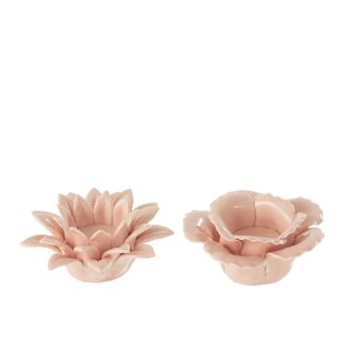 Teelichthalter Blume Keramik rosa in 2 Varianten