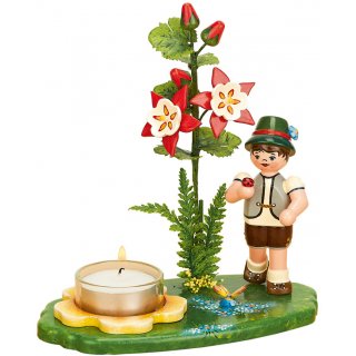 Hubrig Teelichthalter Blumenkind Junge mit Akelei