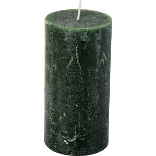 Stumpenkerze dunkelgrün, 14 cm