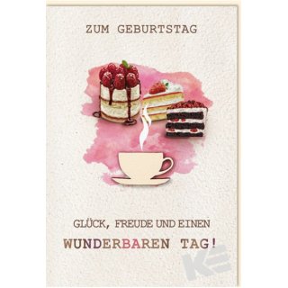 Eulzer Druck Geburtstagskarte ZUM GEBURTSTAG - GLÜCK, FREUDE UND EINEN WUNDERBAREN TAG!